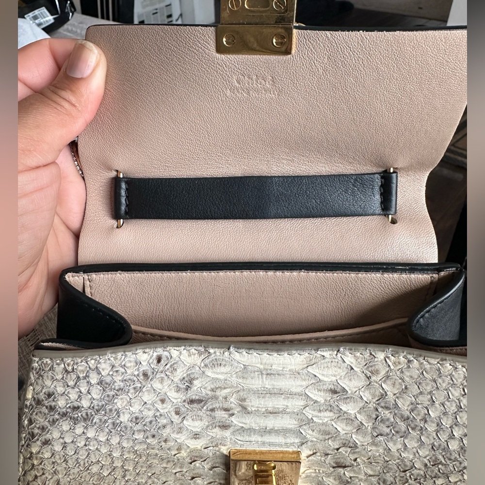 Chloe Mini Drew Crossbody - Black Python Embossed - image 7